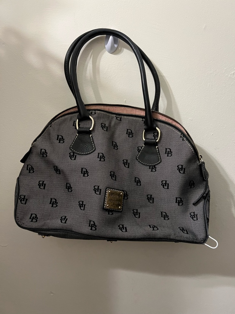 Authentic Vintage Dooney & Bourke Monogram Canvas Large Domed Satchel Bag